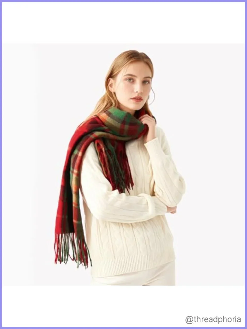 Women's Plaid Winter Scarf Wrap Shawl Acrylic Oversized Long Blanket